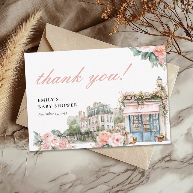 Tarjeta De Agradecimiento Bonjour Bébé Paris Baby Shower francés (Subido por el creador)