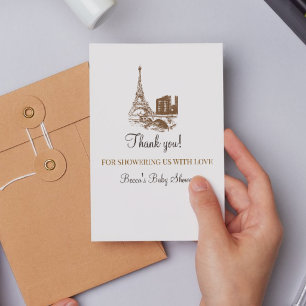 Tarjeta De Agradecimiento Bonjour Bebe París Ducha de Bebé Francesa