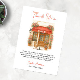 Tarjeta De Agradecimiento Bonjour Bebe Paris French Cafe Baby Shower