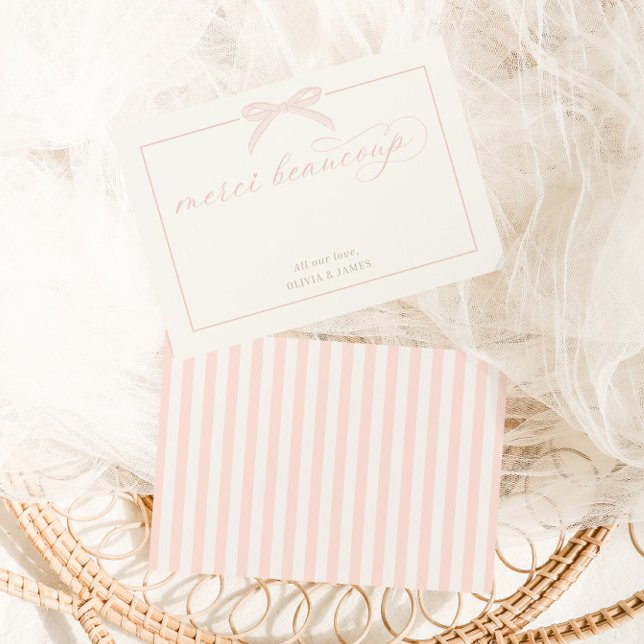 Tarjeta De Agradecimiento Bonjour Bébé Pink Paris Eiffel Tower Baby Shower (Subido por el creador)