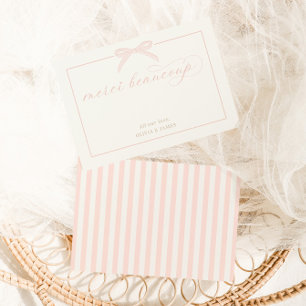 Tarjeta De Agradecimiento Bonjour Bébé Rosa Torre Eiffel Baby Shower