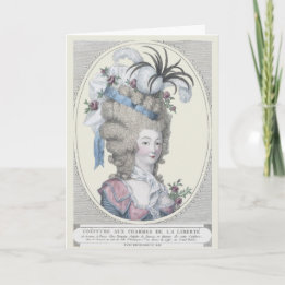 Tarjeta De Agradecimiento Bonjour Hello Elegant Marie Antoinette Portrait Po