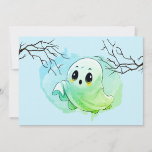 Tarjeta De Agradecimiento Boo Baby Shower Halloween Blue Themed Fiesta