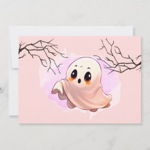 Tarjeta De Agradecimiento Boo Baby Shower Halloween Fiesta con tema rosa