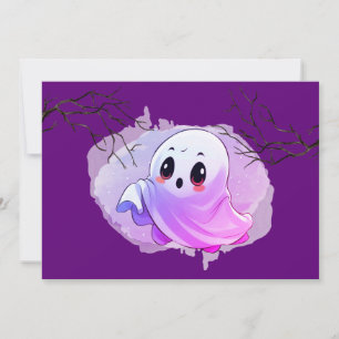 Tarjeta De Agradecimiento Boo Baby Shower Halloween Proep Purple Tema Fiesta