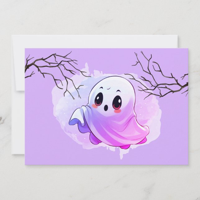 Tarjeta De Agradecimiento Boo Baby Shower Halloween Purple Themed Fiesta (Anverso)
