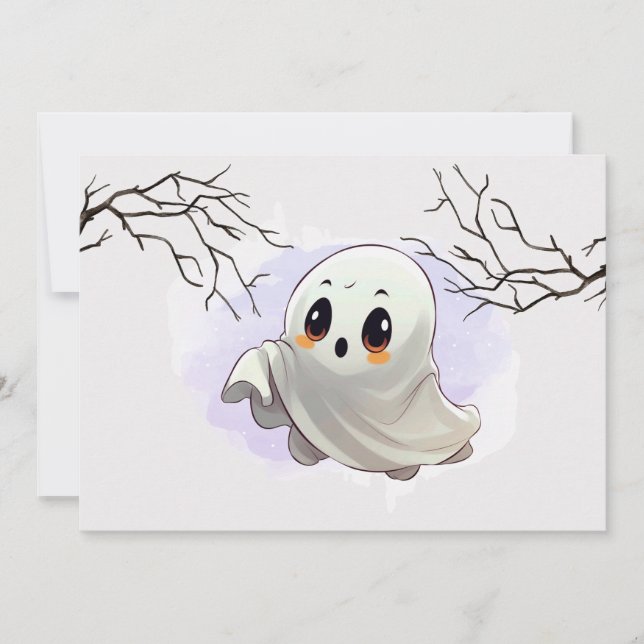 Tarjeta De Agradecimiento Boo Baby Shower Halloween tema Fiesta Cute (Anverso)