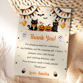 Tarjeta De Agradecimiento Boo Black Cat Halloween Party