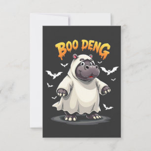 Tarjeta De Agradecimiento Boo Deng Ghost Baby Pygmy Hippo Moo Deng Halloween