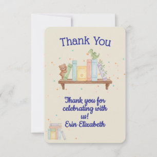 Tarjeta de agradecimiento Books & Brunch Blue Baby