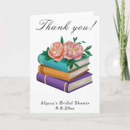 Tarjeta De Agradecimiento Books Floral Bridal Shower Thank you