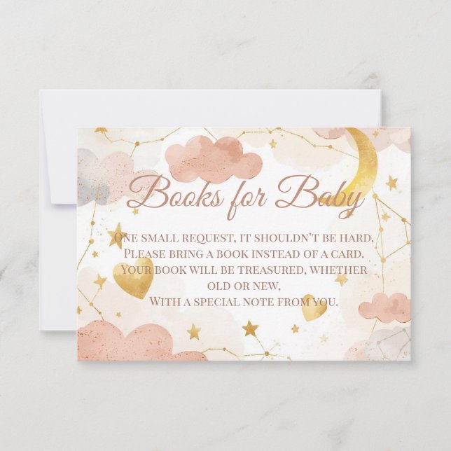 Tarjeta De Agradecimiento Books for Baby Insert | Cute Celestial Baby Shower (Anverso)