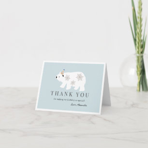 Tarjeta De Agradecimiento Boor Polar Invierno Maravilla Nacimiento Azul