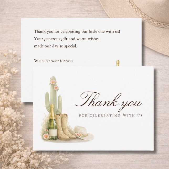 Tarjeta De Agradecimiento Boots & Bubbles Elegant Baby Shower (Subido por el creador)