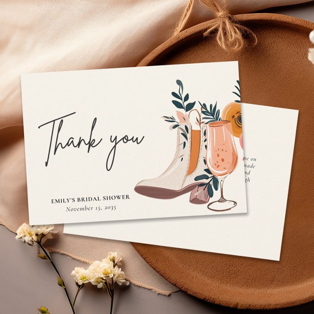 Tarjeta De Agradecimiento Boots & Bubbly Western Brillante Ducha (Subido por el creador)