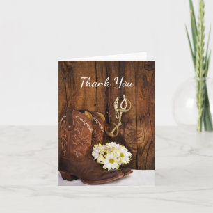 Tarjeta De Agradecimiento Boots, Daisies y Horse Bit Bridesmaid Gracias
