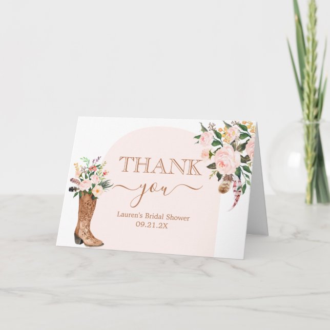 Tarjeta De Agradecimiento Boots o Bows ducha de novias (Anverso)