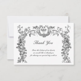 Tarjeta De Agradecimiento Borde barroco vintage del Rococo con corazones