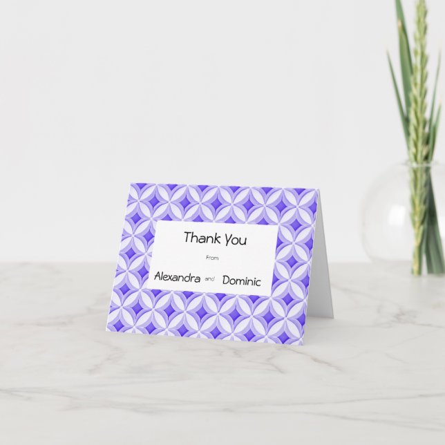 Tarjeta De Agradecimiento Borde de azulejos azules y blancos (Anverso)