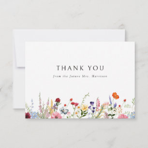 Tarjeta De Agradecimiento Borde de flores silvestres coloridas
