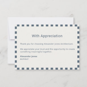 Tarjeta De Agradecimiento Borde de Verificación Azul Elegante Minimalista Pr