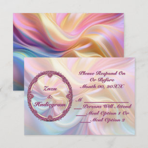 Tarjeta De Agradecimiento Borde Elegante de Seda Colorida Pastel Personaliza