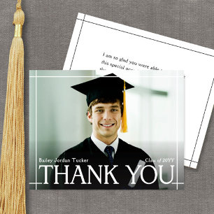 Tarjeta De Agradecimiento Borde Geométrico de Graduación Foto Completa Agrad