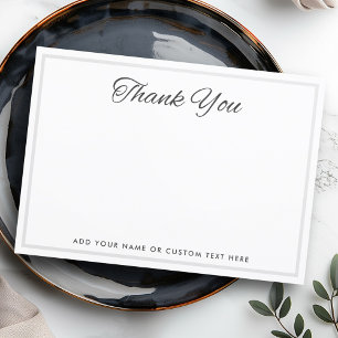 Tarjeta De Agradecimiento Borde gris claro elegante blanco gris oscuro