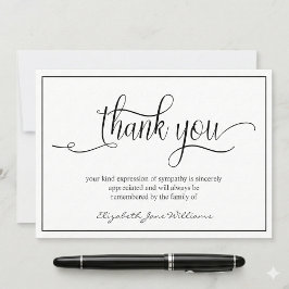 Tarjeta De Agradecimiento Borde negro funeral simple | Incertidumbre