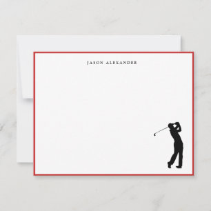 Tarjeta De Agradecimiento Borde Rojo Personalizado Silueta de Golfista
