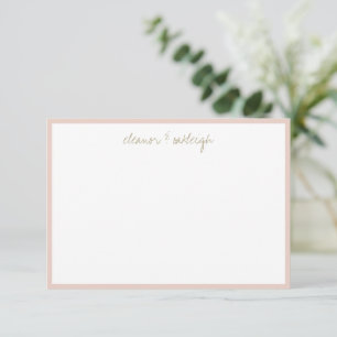 Tarjeta De Agradecimiento Borde Rosa Minimalista con Nombre de Letra Persona