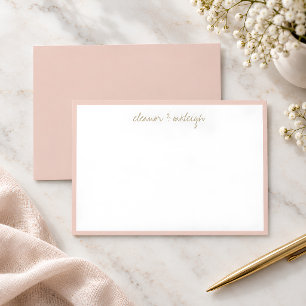 Tarjeta De Agradecimiento Borde Rosa Minimalista con Nombre de Letra Persona