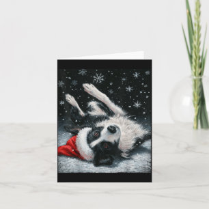 Tarjeta De Agradecimiento Border Collie de vacaciones de Navidad de invierno