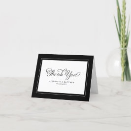 Tarjeta De Agradecimiento Bordes modernos chic negro blanco para bodas elega