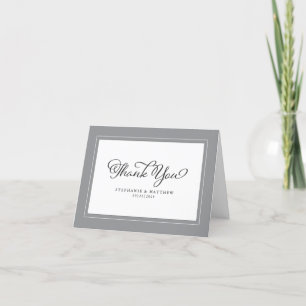 Tarjeta De Agradecimiento Borduras modernas elegantes grises blancas para bo