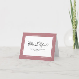 Tarjeta De Agradecimiento Borduras Modernas Elegantes Rosa Polvo para Bodas