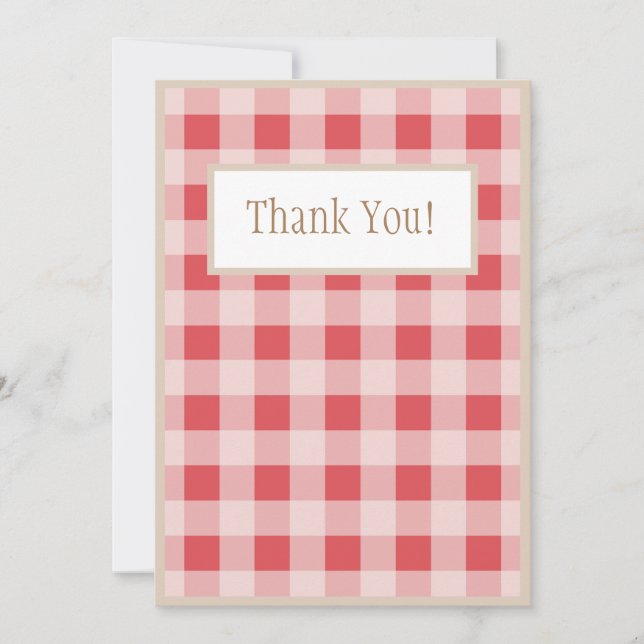 Tarjeta De Agradecimiento Borgoña Roja Plaid Gingham Country Wedding (Anverso)