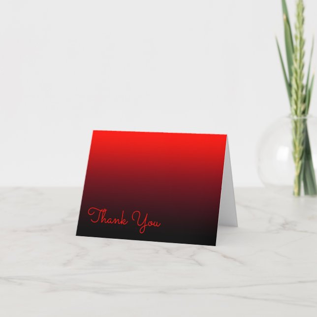 Tarjeta De Agradecimiento Borgoña roja y ómbre negro vivos (Anverso)