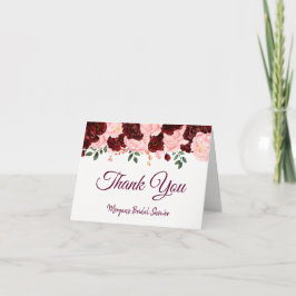 Tarjeta De Agradecimiento Borgoña Rubor Rosa Rosa Rosa Rosada Ducha Bridal G