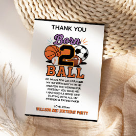 Tarjeta De Agradecimiento Born 2 Ball Sports-Themed Boy 2nd Birthday Party