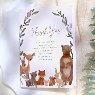 Tarjeta De Agradecimiento Bosque Amigos Bosque Bebé Shower Gracias