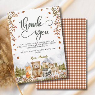 Tarjeta De Agradecimiento Bosque Animales de Bosque Baby Shower