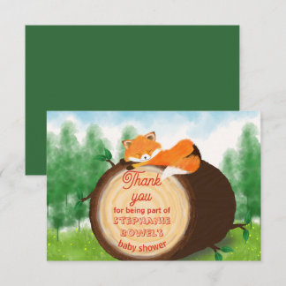 Tarjeta De Agradecimiento Bosque Baby Fox Elegante Fiesta de Bebé