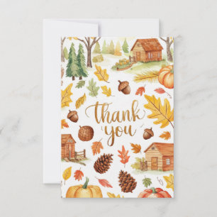 Tarjeta De Agradecimiento Bosque Comestible Otoño Caída
