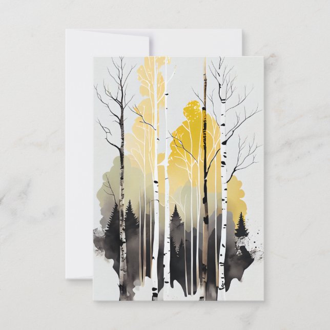 Tarjeta De Agradecimiento Bosque de árboles ápicos en invierno (Anverso)
