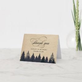 Tarjeta De Agradecimiento Bosque de árboles de pino de invierno guión Kraft