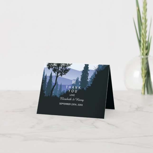 Tarjeta De Agradecimiento Bosque de bosques azules, Boda ruso (Anverso)