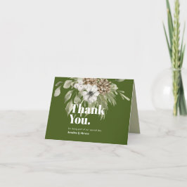 Tarjeta De Agradecimiento Bosque de invierno verde y blanco Bouquet moderno