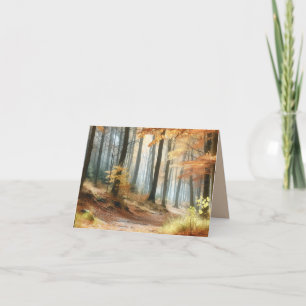 Tarjeta De Agradecimiento Bosque de otoño en acuarela: Arte vibrante de otoñ