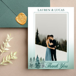 Tarjeta De Agradecimiento Bosque de Pinos Rústicos Gracias Boda FOTO